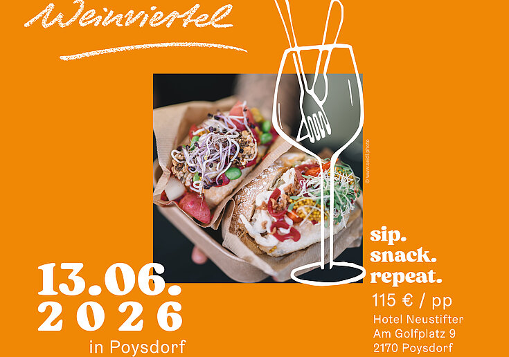 Plakat von Taste the Weinviertel, welches am 13. Juni 2026 in Poysdorf stattfindet
